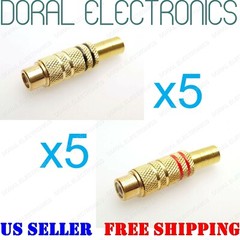 10 Pcs Metal Female RCA Gold Jack Audio Connector Adapter Replacement USA Seller