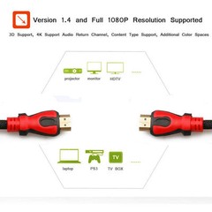 Red Mesh PREMIUM HDMI CABLE Cord For BLURAY 3D DVD PS3 HDTV XBOX LCD HD TV 1080P