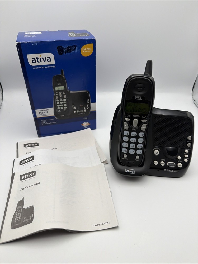 Ativa A241 2.4GHz Cordless Phone Answering System NO BATTERY UNTESTED Read!!