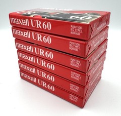 Maxell UR60 Audio Cassette Tape 60 Minutes – LOT OF 6 – NEW/SEALED