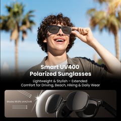 WeariQ Bluetooth Smart Glasses Audio Sunglasses Open-Ear Speaker – Shiny Black ™