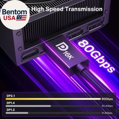 80Gbps Displayport Cable 2.1, 16K DP Cord [16K@60Hz,8K@240Hz,4K@540Hz 480Hz 240H