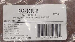 RAM Mount Bracket, Short Arm, 1.5″ Ball w/ Two 2.5″ AMPS Round Bases, RAP-101U-B