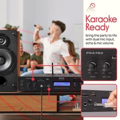 Pyle Home Theater Amplifier Audio Receiver 200W Digital AUX FM Antenna PDA7BU