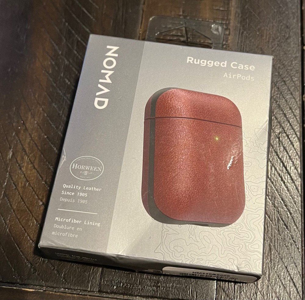 Nomad Rugged Case for Apple Airpods 1 & 2 Gen – Rustic Brown Leather