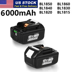 2 Pack 6.0Ah 18V For Makita LXT Lithium-Ion BL1840 BL1850 BL1860B Tool Battery