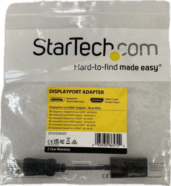 StarTech.com – DP2HD4K60S – DisplayPort UHD 4K 60Hz to HDMI Adapter Converter