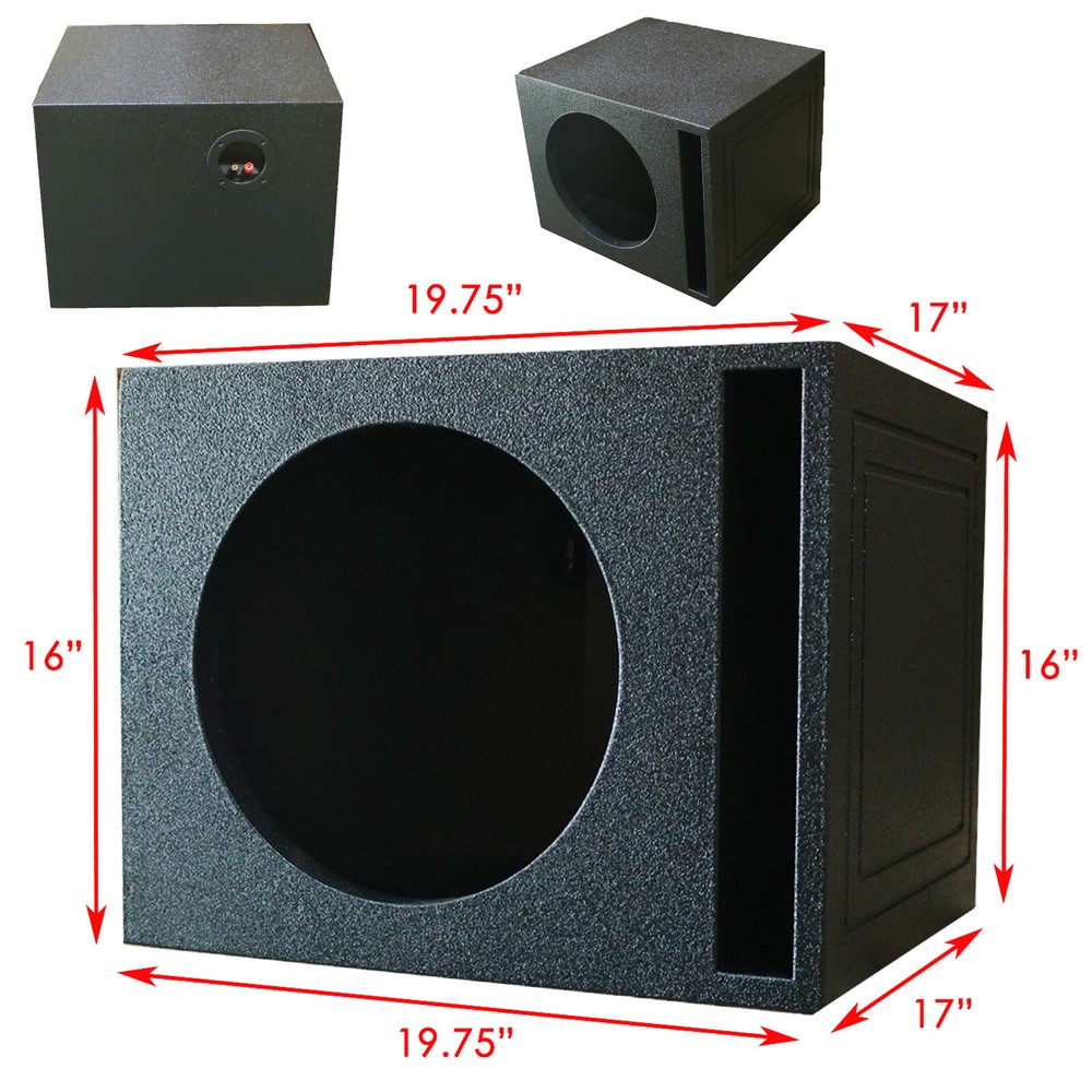 Single 12″ Vented Armor Coated Subwoofer Box with Painted Kerf Port 1″ MDF