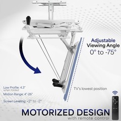 VIVO White Electric Motorized Flip Down Drop Ceiling TV Mount, 32″ to 70″ Screen