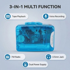 Portable Cassette Player Transparent Retro For Music Lovers ABS Easy To Use