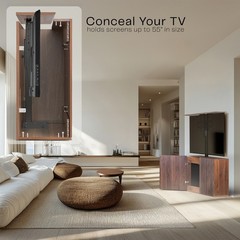 VIVO Walnut Motorized Vertical Lift Concealed TV Cabinet Kit, Holds 32”-55” TVs