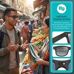 AI Smart Glasses with Camera Bluetooth Open-Ear Audio Video Recording Sunglasses