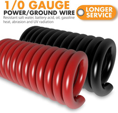 1/0 Gauge CCA Wire Battery Cable Copper Clad Aluminum 40Ft Red/Black for Car Amp