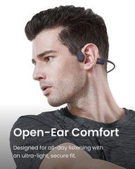 SHOKZ OpenRun Bone Conduction Open-Ear Standard Size+Magnetic Charging, Black