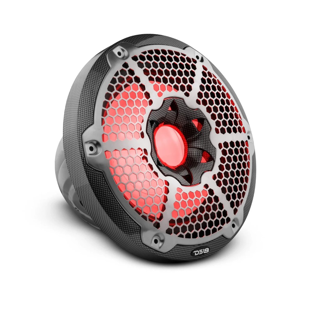 DS18 10″ Marine Subwoofer with LEDs – 300w Rms 4-ohm SVC CF-10SUB Carbon Fiber