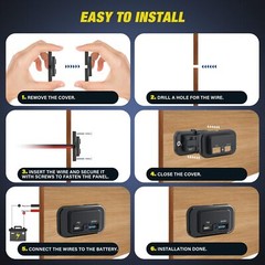 12-24V 4.8A Dual USB PD QC3.0 Car Boat RV Charger Socket LED Power Outlet