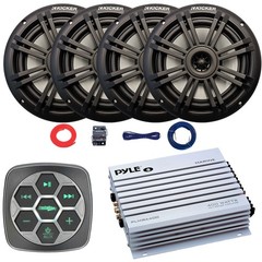 Metra IBBTR19 Marine 3-Zone Controller, 4x 6.5″ 150W Speakers, Amp w/Kit, Wire
