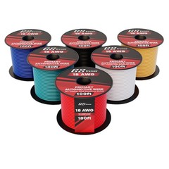 GS Power 600ft 18 AWG-100 ft-6 Pack, Red, Black, Blue, Yellow, White, Purple