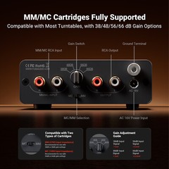 Fosi Audio Box X5 Phono Preamp for MM&MC Cartridge Turntable 4-Level Gain Solid