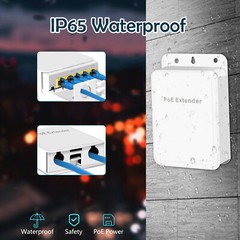 5-Port Outdoor PoE Gigabit Extender, 1 In 4 Out Poe Repeater With 1000Mbps, US
