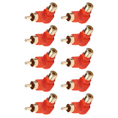 Plastic+Zinc Alloy RCA Right Angle Connector Plug Adapters Lightweight Durable;