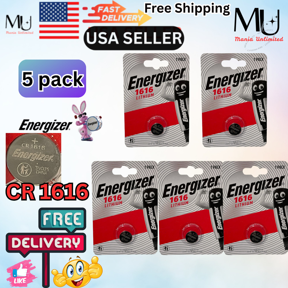 5X Pack Energizer CR 1616 ECR1616 Fresh Stock Lithium 3V Battery Exp Date 2033+
