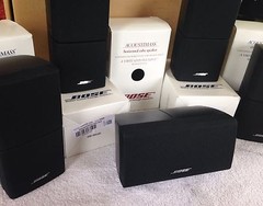 7 Mint Bose Double Cube DoubleShot Speakers 1 Center Channel + 6 Surround Black.