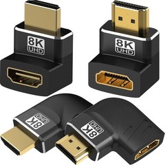 4 Pack 8K HDMI 2.1 Male to Female Adapter Up/Down & Left/Right Angle