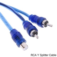 2pcs RCA Y Splitter Audio Jack Cable Adapter 1 Female to 2 Male Connector Blue