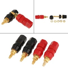 4X Gold Plated Audio Speaker Terminal 4mm Binding Post Banana Jack Plug Adapter