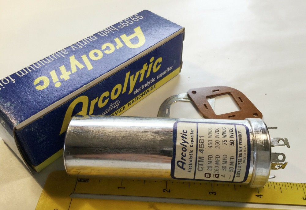 1 NOS/NIB Arcolytic 20 mfd @ 450 v Can Style Capacitor CTM 4581