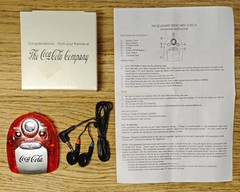 Vintage Promotional Coca Cola FM Auto Scan Radio Earphones Light Instruction Box
