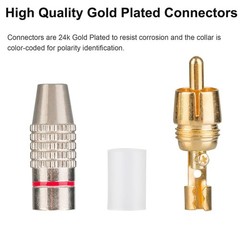 20Pack RCA Male Plug Solder, Gold Audio Video Cable Adapter Connector for Speake