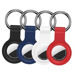 Compatible with AirTag Holder Case Keychain 4 Pack, for Black/White/Blue/Red