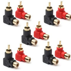 10 Pcs RCA Right Angle Connector Plug Adapters Male To Female 90 Degree Elbow