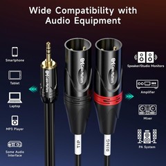 Cable Matters 3.5mm 1/8 Inch TRS to 2 XLR Cable 3 ft, Male to Male Aux to Dual X