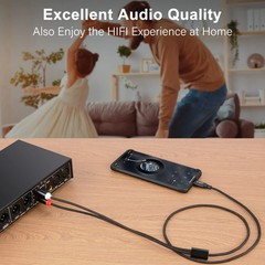 J&D USB C to RCA Audio Cable, Braided Stereo Audio Converter Cord Type-C Male to