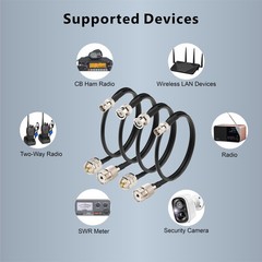 4 PCS 1.64ft BNC To UHF Cable PL259 SO239 Extension CB Radio Antenna LMR200