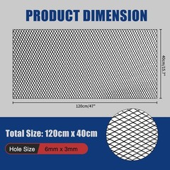 47″X16″ Universal Black Metal Mesh: Aluminum Alloy 3 x 6mm Rhombic Hole Car Gril