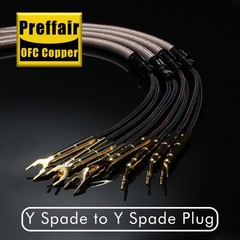 12AWG OFC HiFi Audio Speaker Cable Wire 24K Gold Plated Banana to Y Spade Plug