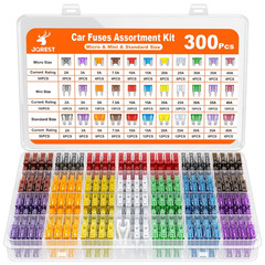 300Pcs Car Fuse Assortment Kit, 160 Mini Blade Fuses Automotive + 90 Standard Au