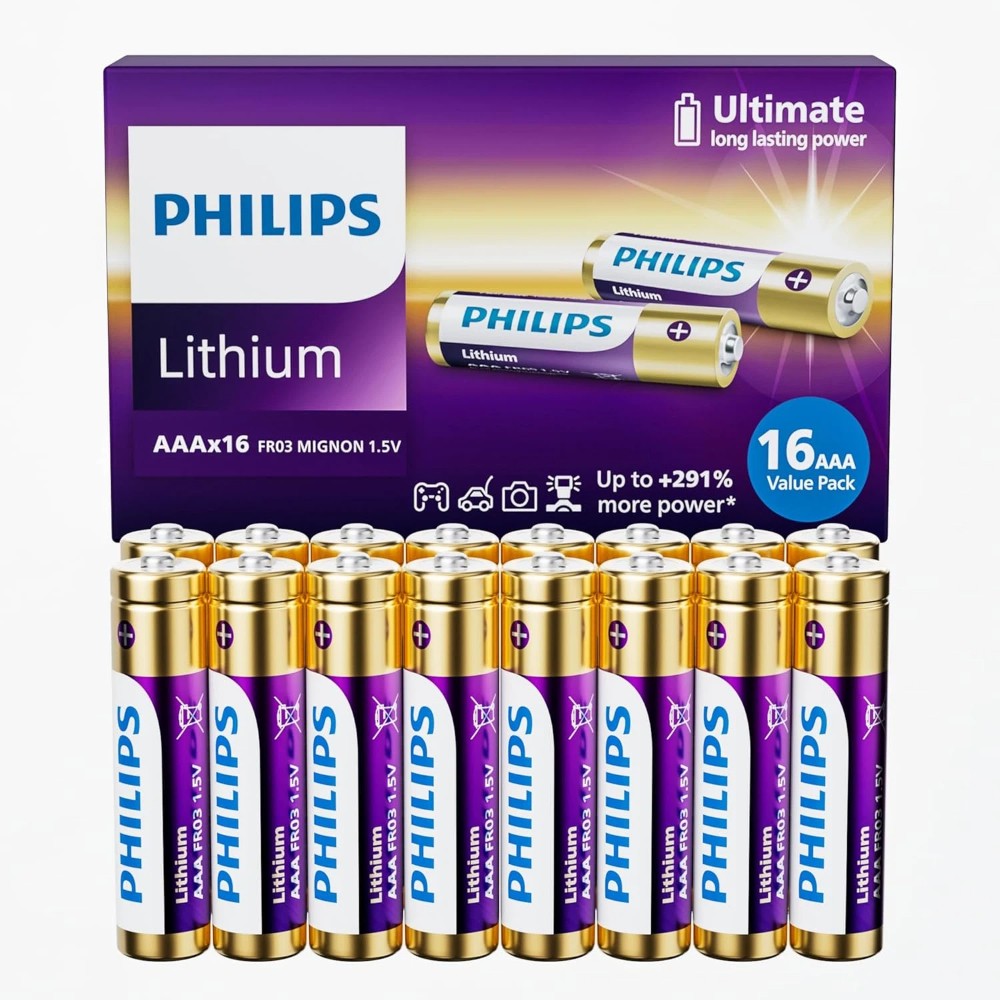 16 Pack 1.5V 1200mAh Philips AAA Lithium Triple A Ultra Long Lasting Batteries