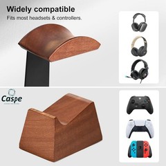 Walnut Headphone Stand Wood Headset Stand for Desk Universal Headphone Holder