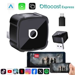 Ottocast 3in1 Wireless CarPlay &Android Auto Adapter AirPlay Mirroring Plug Play