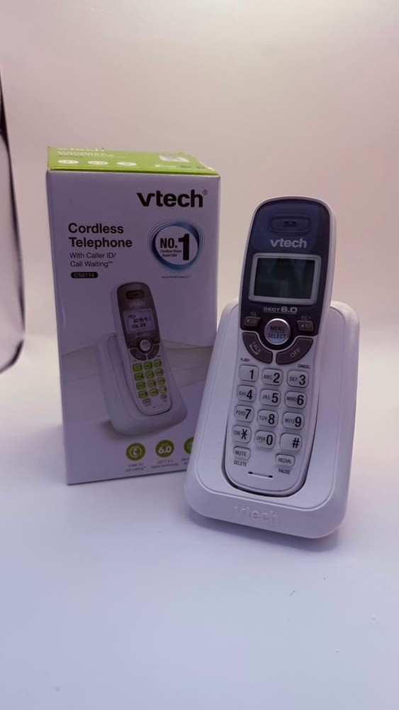 VTech CS6114 Cordless Telephone Caller ID Call Waiting White 1 Handset