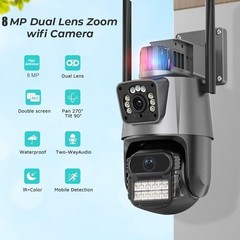 8MP 4K WiFi Security Camera: Dual Lens, 1-8X Zoom Outdoor PTZ Home Cam* US STOCK