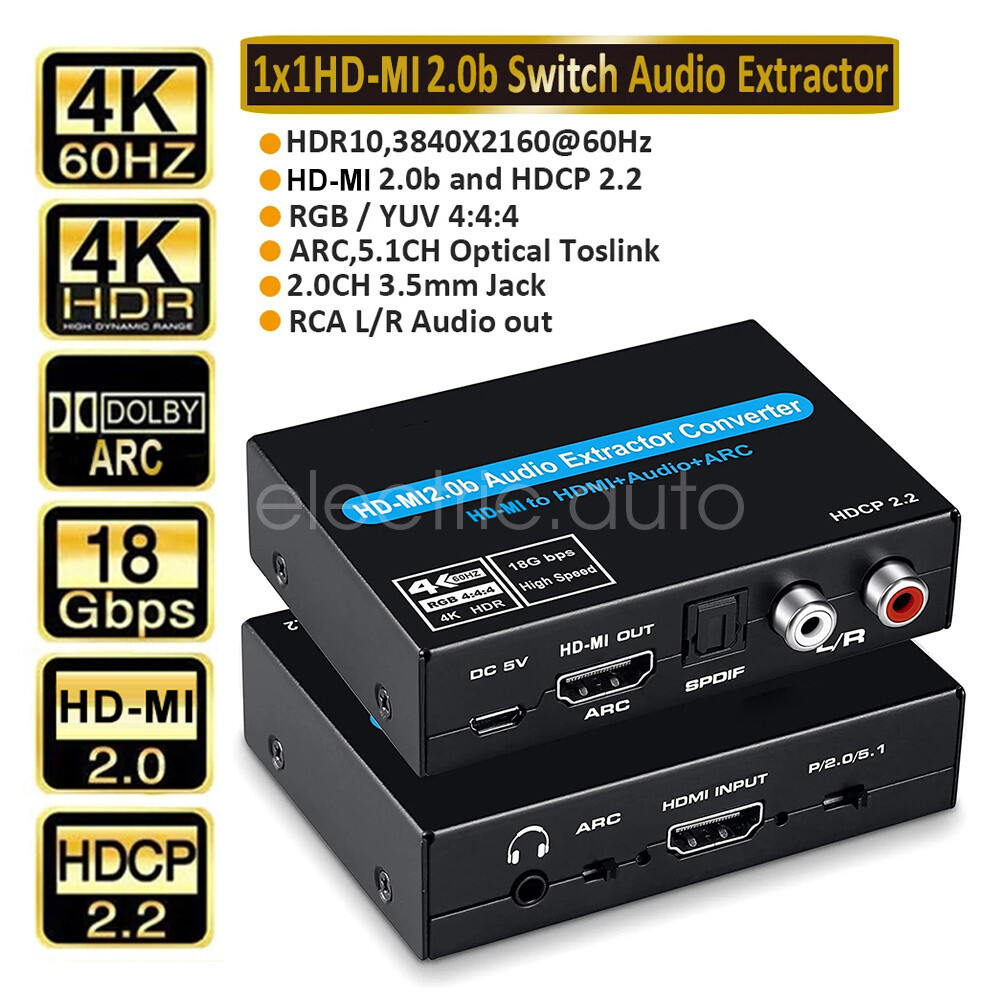 4K 60Hz HDMI 2.0 ARC Audio Extractor Splitter Converter Switcher 3.5mm Jack