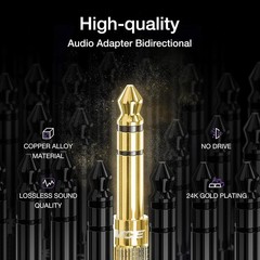 1/4 to 1/8 Inch Stereo Audio Adapter – 24K Gold 6.35mm to 3.5mm | 2 Pack