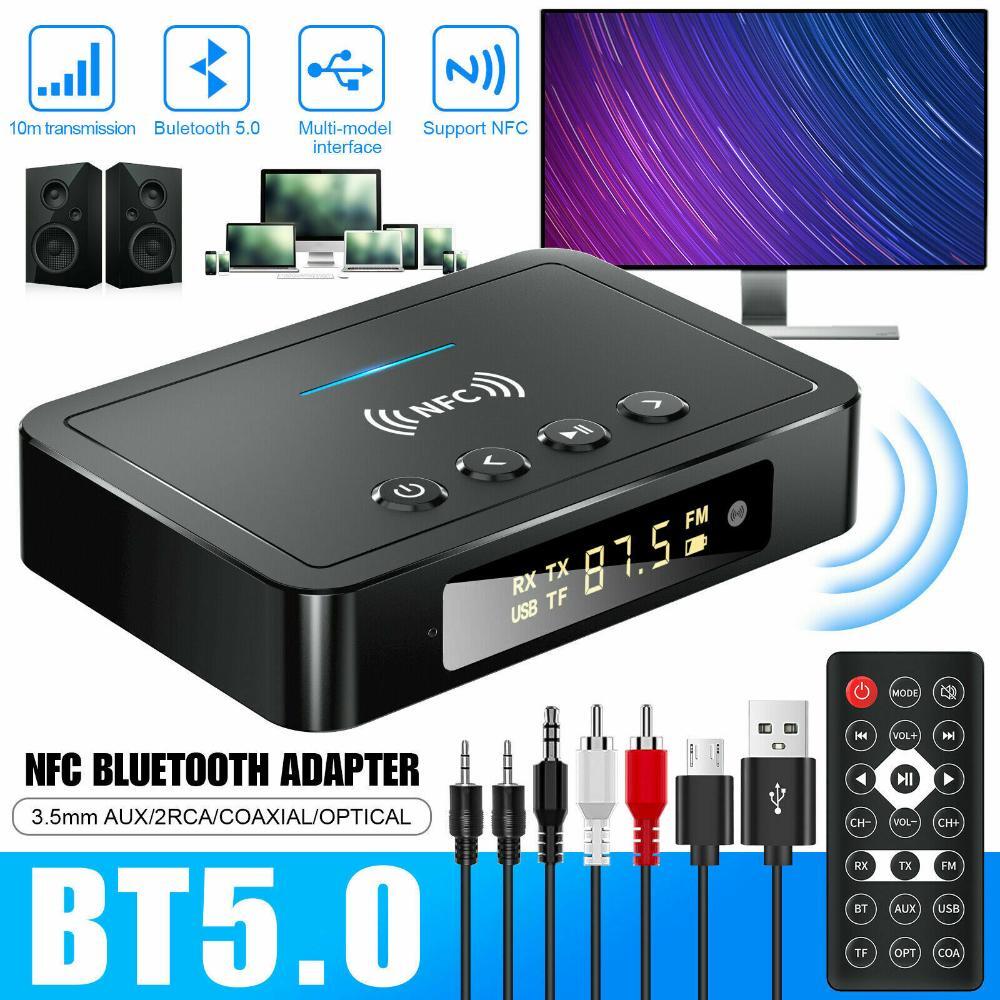 3.5mm AUX To RCA Wireless Audio NFC Adapter Bluetooth5.0 Receiver FM Transmitter