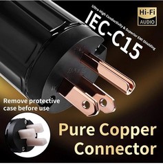 Premium Power Audio Cable 7 AWG Oxygen Free Copper HiFi Stereo 4.92 Ft